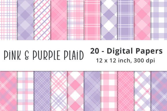 Download Pink and Purple Plaid Digital Paper Pack - Premium Resources