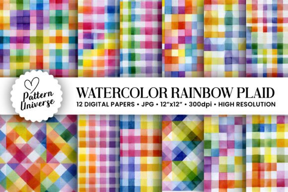 Download Watercolor Rainbow Plaid Pattern - Premium Resources