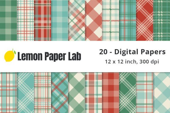 Download Vintage Christmas Plaid Digital Paper - Premium Resources