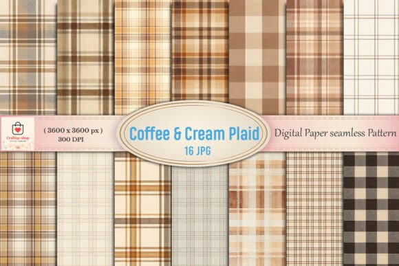 Download Coffee &amp; Cream Plaid Digital Paper - Premium Resources